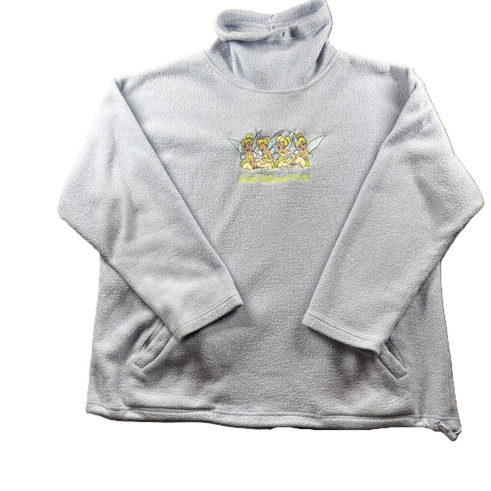 Walt Disney World Women Vintage Fleece Pullover Tinkerbell Embroidered XL P105